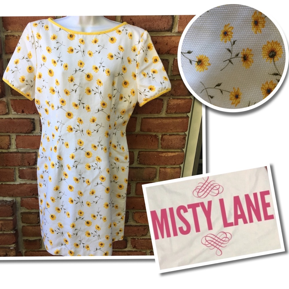 Misty Lane Sunflower Sheath Dress vintage Medium